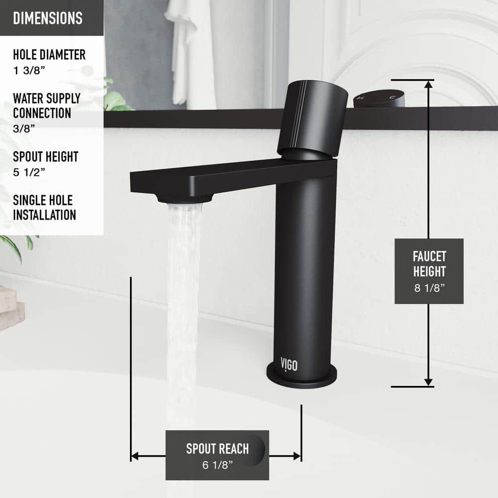 VIGO Halsey Single Handle SingleHole Bathroom Faucet in Matte Black