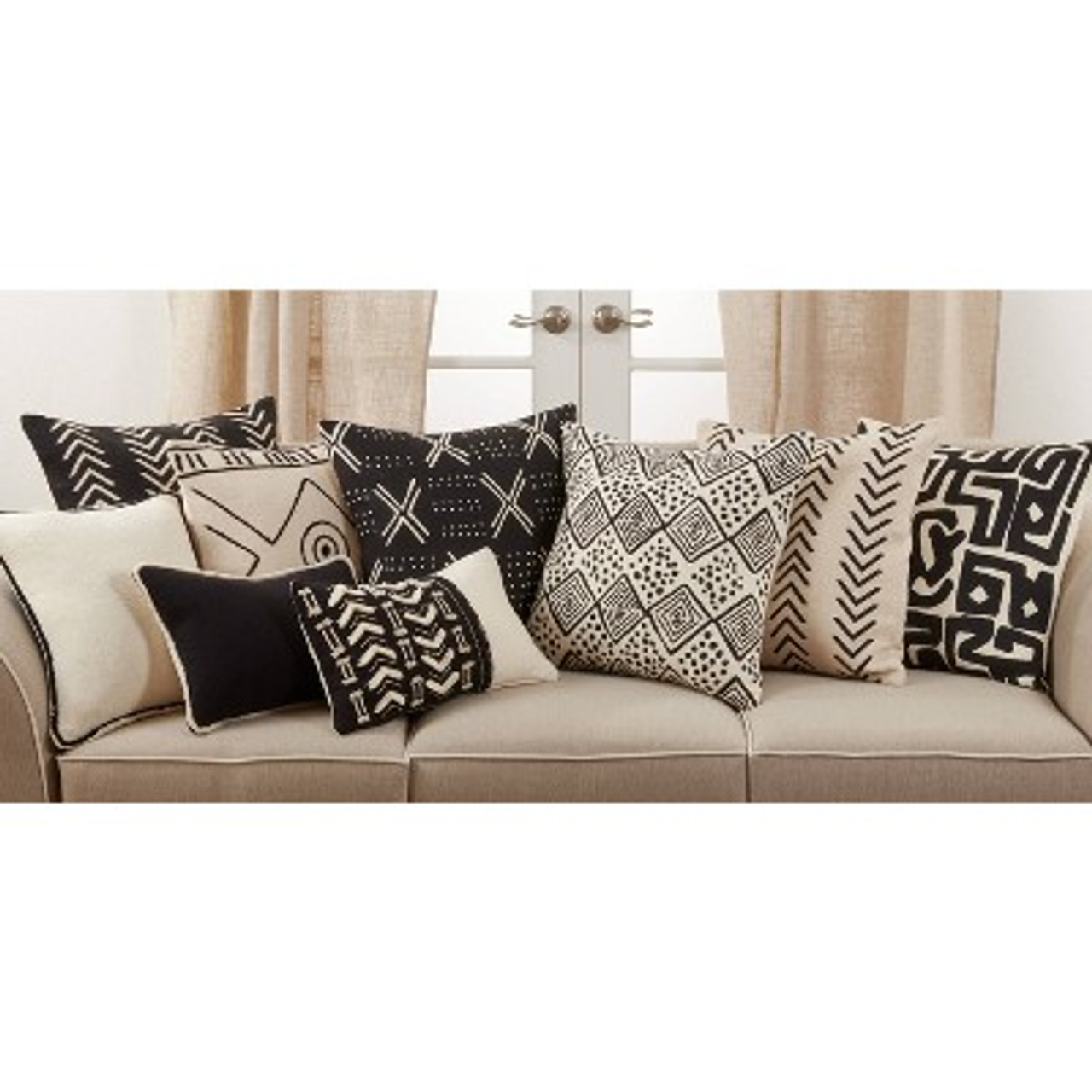 22x22 Oversize Chevron Square Throw Pillow Cover Black - Saro Lifestyle