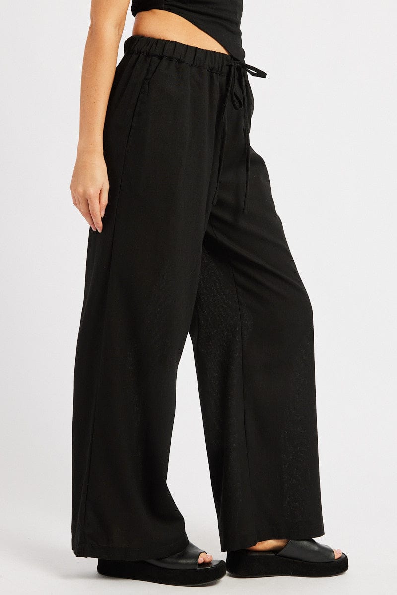 Black Wide Leg Pants Elasticated Waist