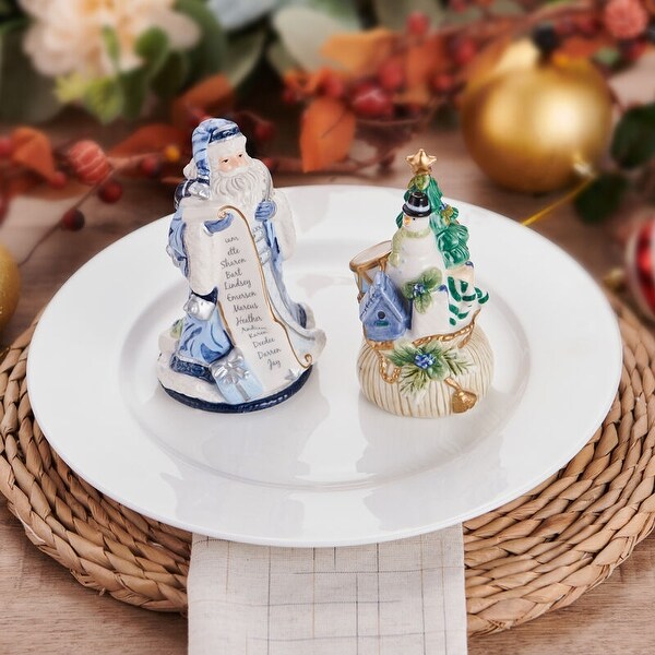 Fitz and Floyd Holiday Home Blue Salt and Pepper Set