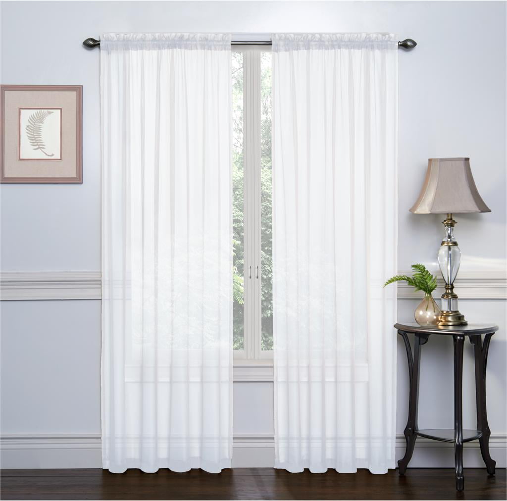 Ruthy's Textile White Sheer Curtains Set of 2 Window Panel Drape Pair 54 X 84 Inch each for Kitchen Bedroom Children Living Room Yard