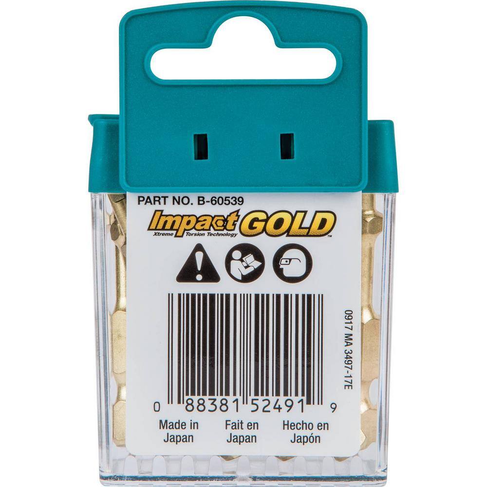 Makita Impact GOLD #2 2 in. Square Power Bit (15 Per Pack) B-60539