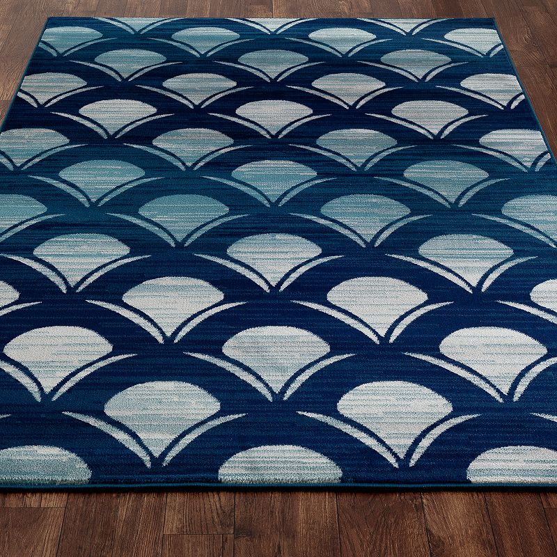 Art Carpet Oceanside Waves Navy Indoor Outdoor Rug