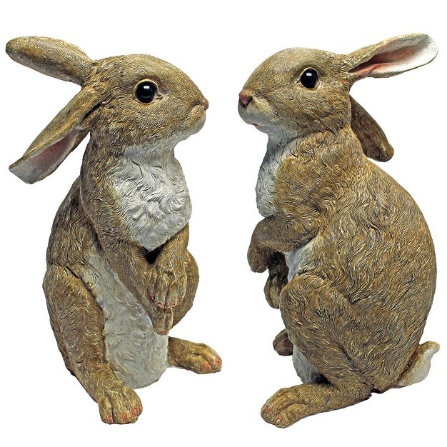 Design Toscano Hopper The Bunny Standing Garden Rabbit Statue Set Of Two