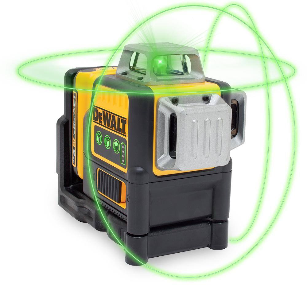 DW 12V MAX Lithium-Ion 100 ft. Green Self-Leveling 3-Beam 360 Degree Laser Level with 2.0Ah Battery Charger and Case DW089LG