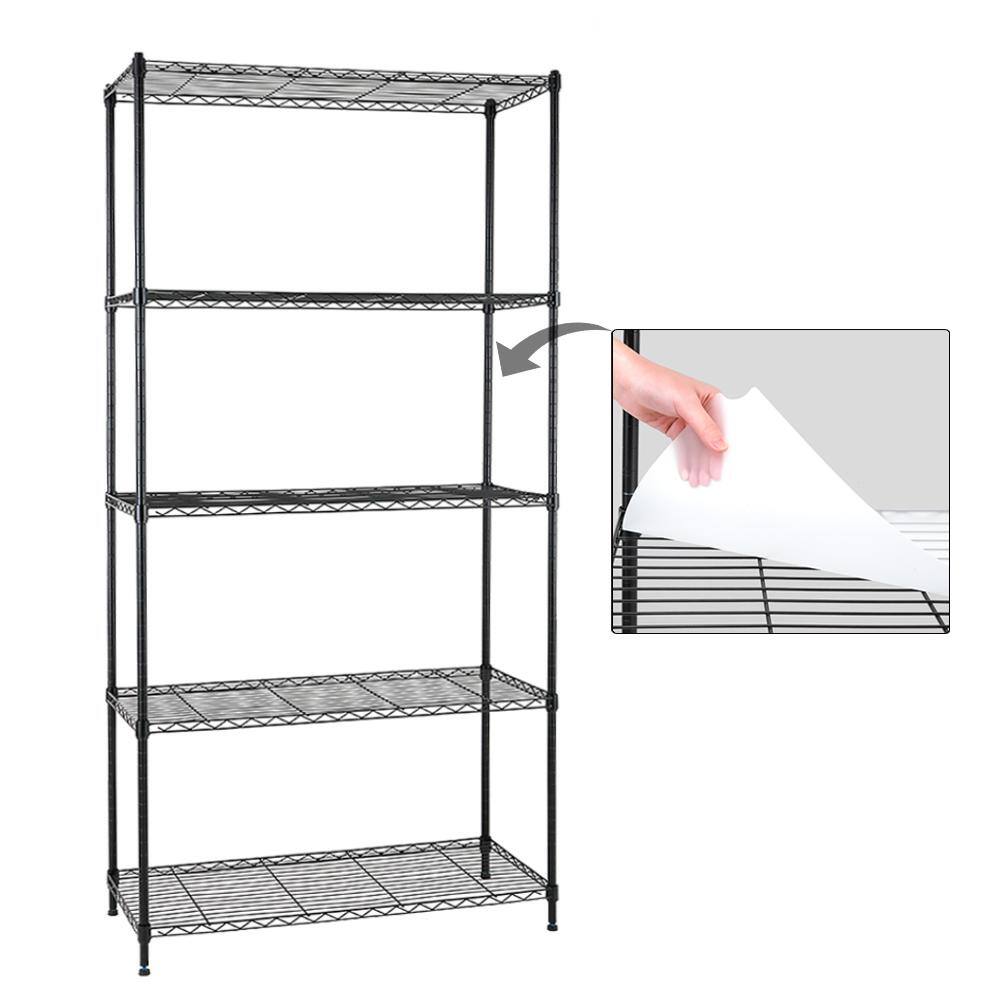 EFINE Black 5-Tier Carbon Steel Wire Garage Storage Shelving Unit NSF Certified (35.5 in. W x 71 in. H x 15.8 in. D) RL500-5