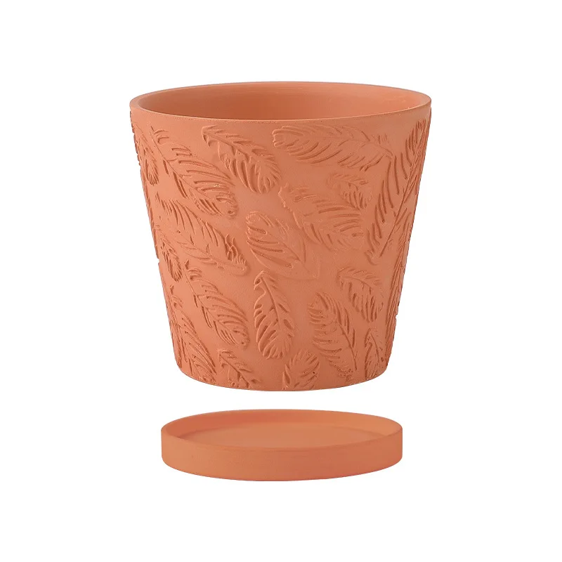 Relief ceramic flowerpot Fleshy coarse pottery simple  clay pot breathable and absorbent flower pot gardening planting supplies