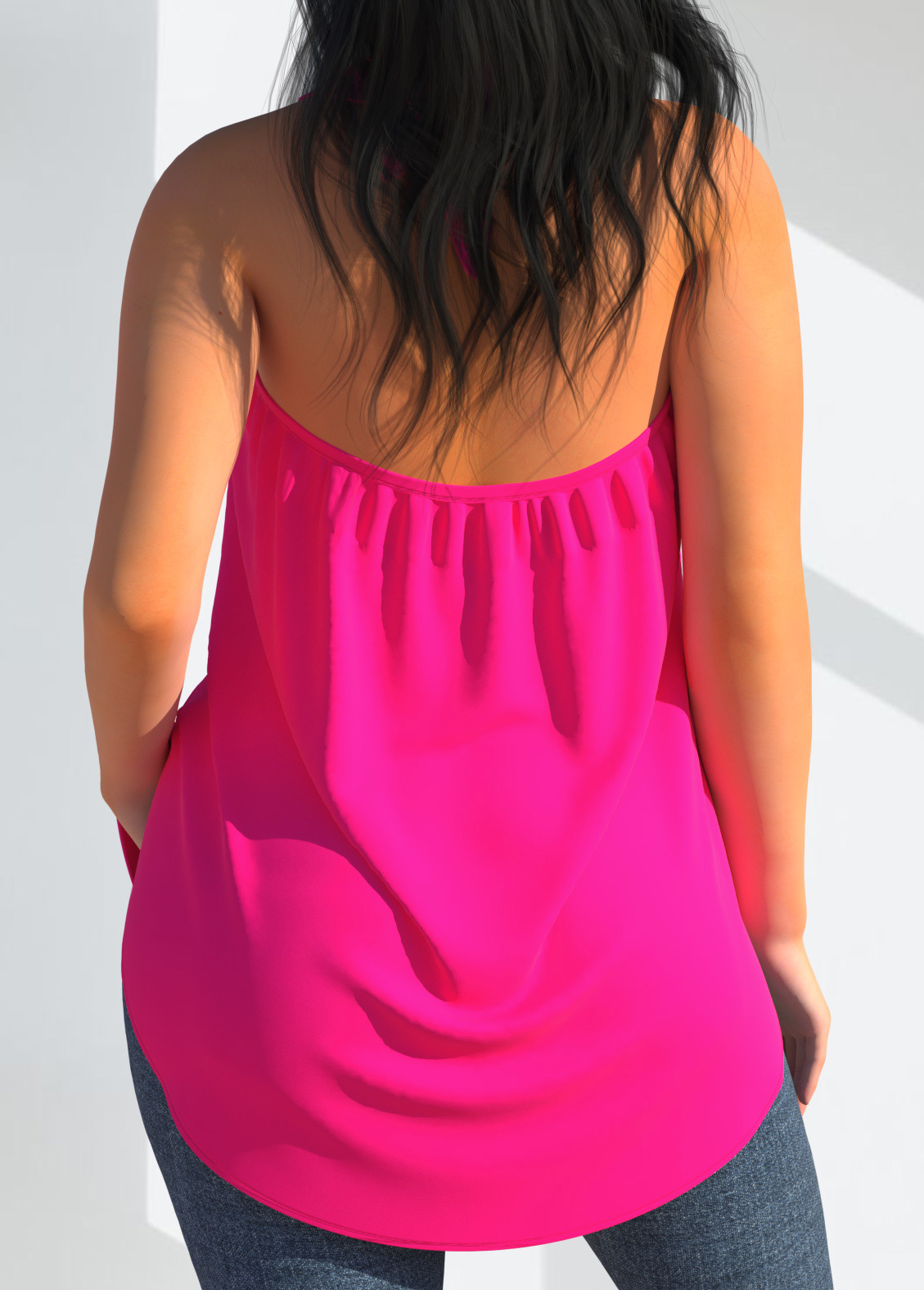 Rose Pink Cross Halter Front Slit Tank Top