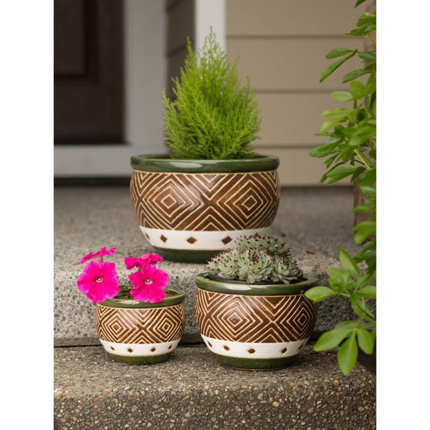 Set Of 3 Indoor outdoor Ceramic Planters Jade Zings amp Thingz