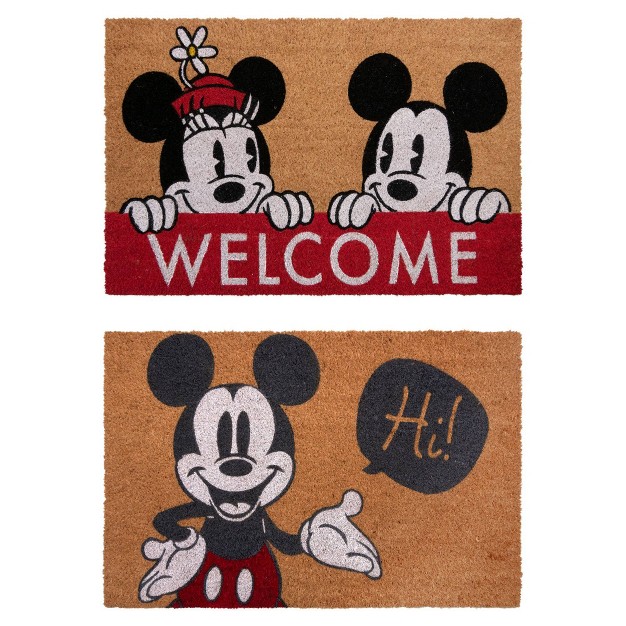 Mickey Mouse 2pk Hi And Welcome Coir Door Mats