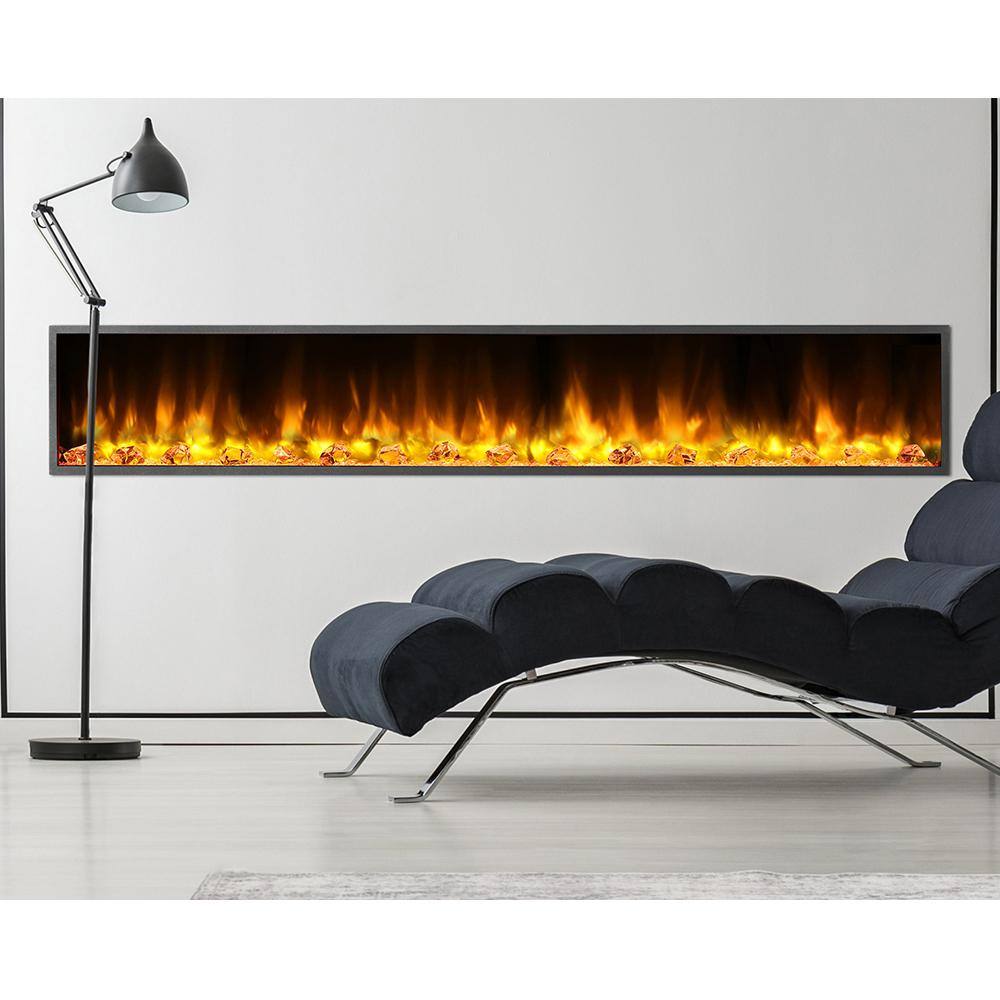 Dynasty Fireplaces 80 in. Harmony Built-in LED Electric Fireplace in Black Trim DY-BEF80