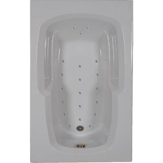 Comfortflo 60 in. Acrylic Reversible Drain Rectangular Alcove Air Bath Bathtub in Bone A6036-A Bone