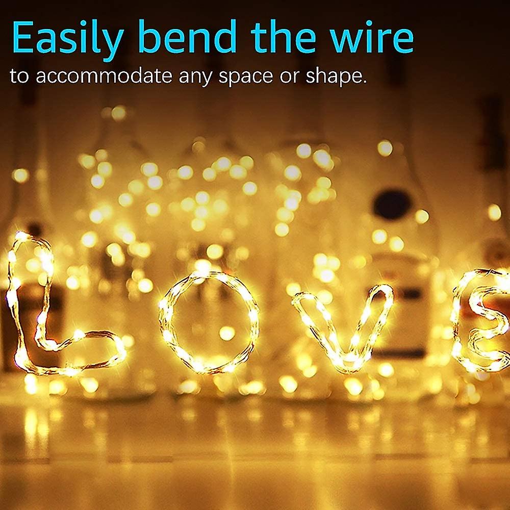 8pcs 5m 50led String Fairy Lights Battery Operated Warm White， Flexible Copper Wire Waterproof Starry Lights For Romantic Lightsfun Bedroom Curtain Fe