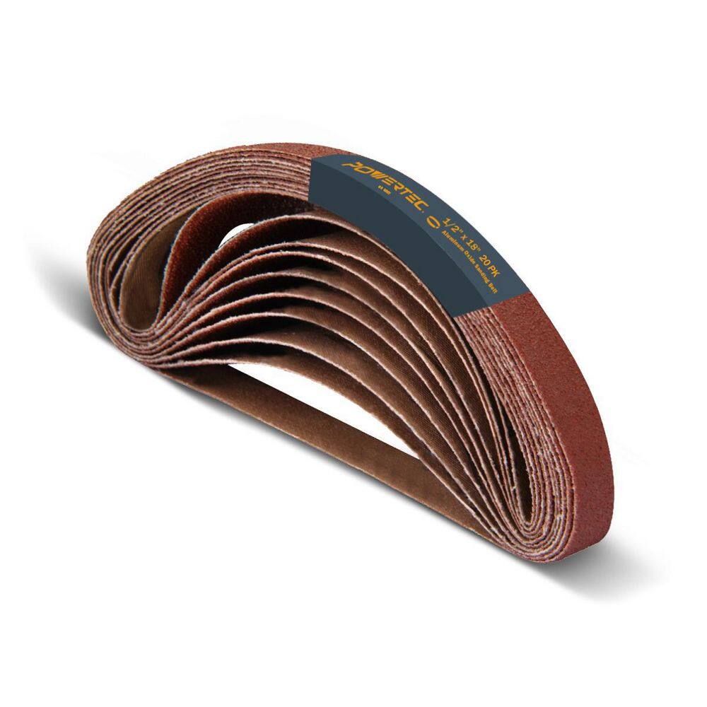 POWERTEC 12 in. x 18 in. 60-Grit Aluminum Oxide Sanding Belt Sandpaper (20-Pack) 401806