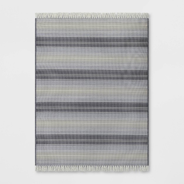 5 x27 X 7 x27 Striped Tapestry Outdoor Rug Gray