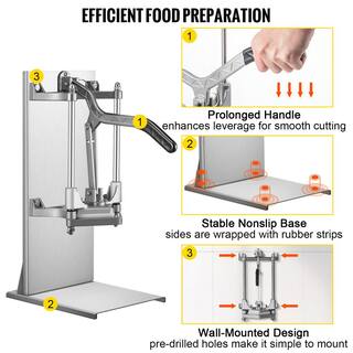 VEVOR Commercial French Fry Cutter with 4-Replacement Blades Lemon Potato Cutter for French Fries with Extended HandleSilver QCJDGNJ0030000001V0