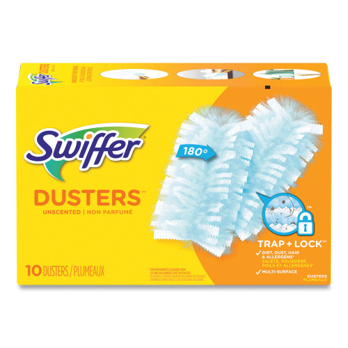 Swiffer Refill Dusters， Dust Lock Fiber， Light Blue， Unscented， 10/Box， 4 Box/Carton (21459CT)