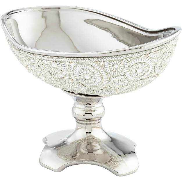 Dahlia Studios Circle Bling Silver Plating Ceramic Fruit Bowl