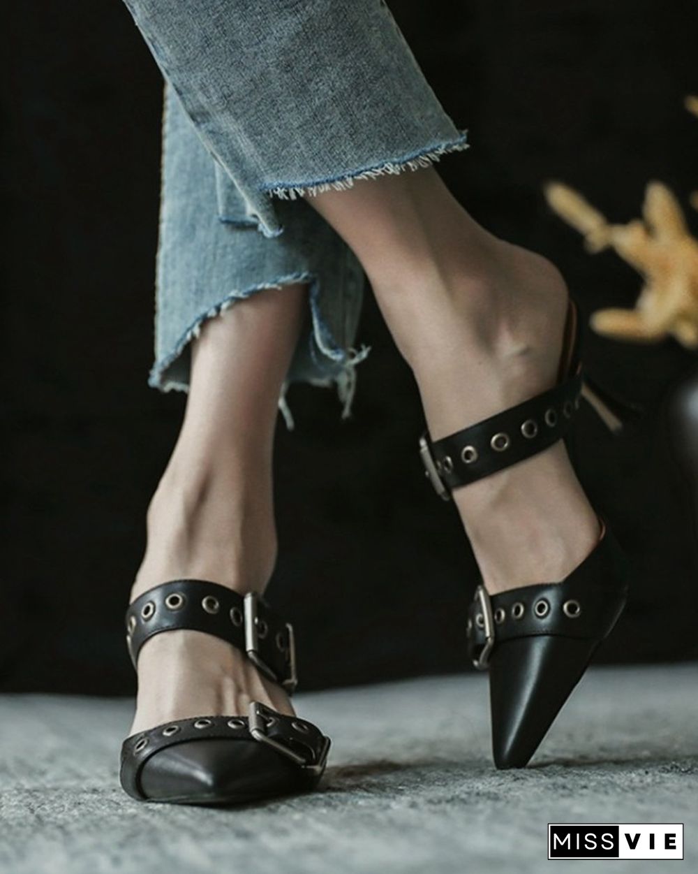 Solid Double Bandage Studded Eyelet High Heel Sandals