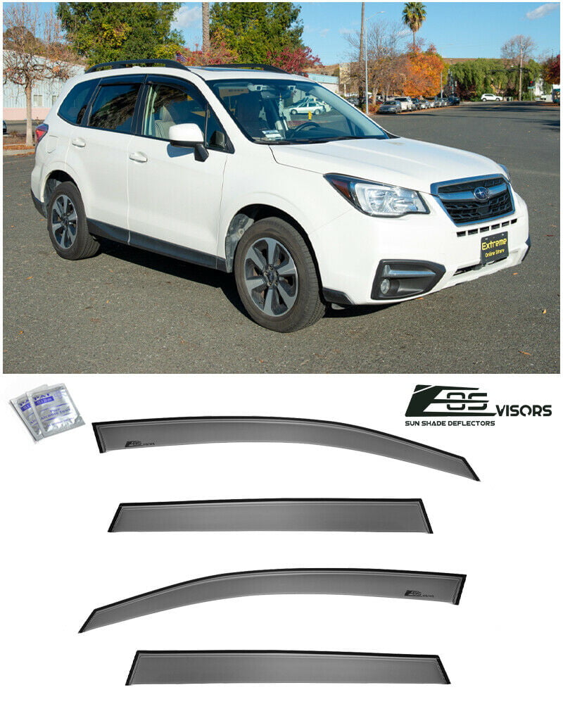 Replacement For 2014-2018 Subaru Forester | EOS Visors JDM Tape-On Style Side Vents Window Visor Rain Guard Deflectors