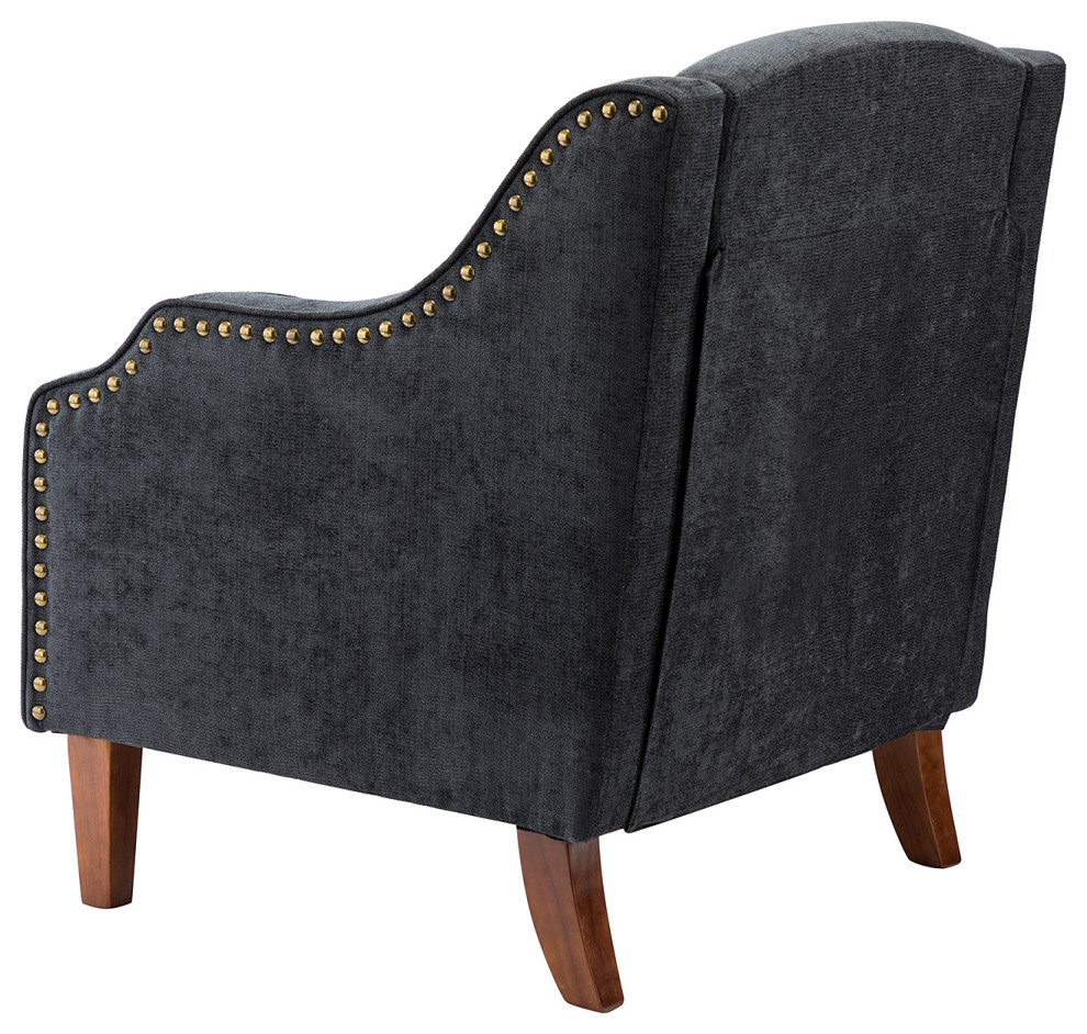 34 quotTall Comfort Bedroom Armchair with Solid Wood Legs   Transitional   Armchairs And Accent Chairs   by Karat Home  Houzz