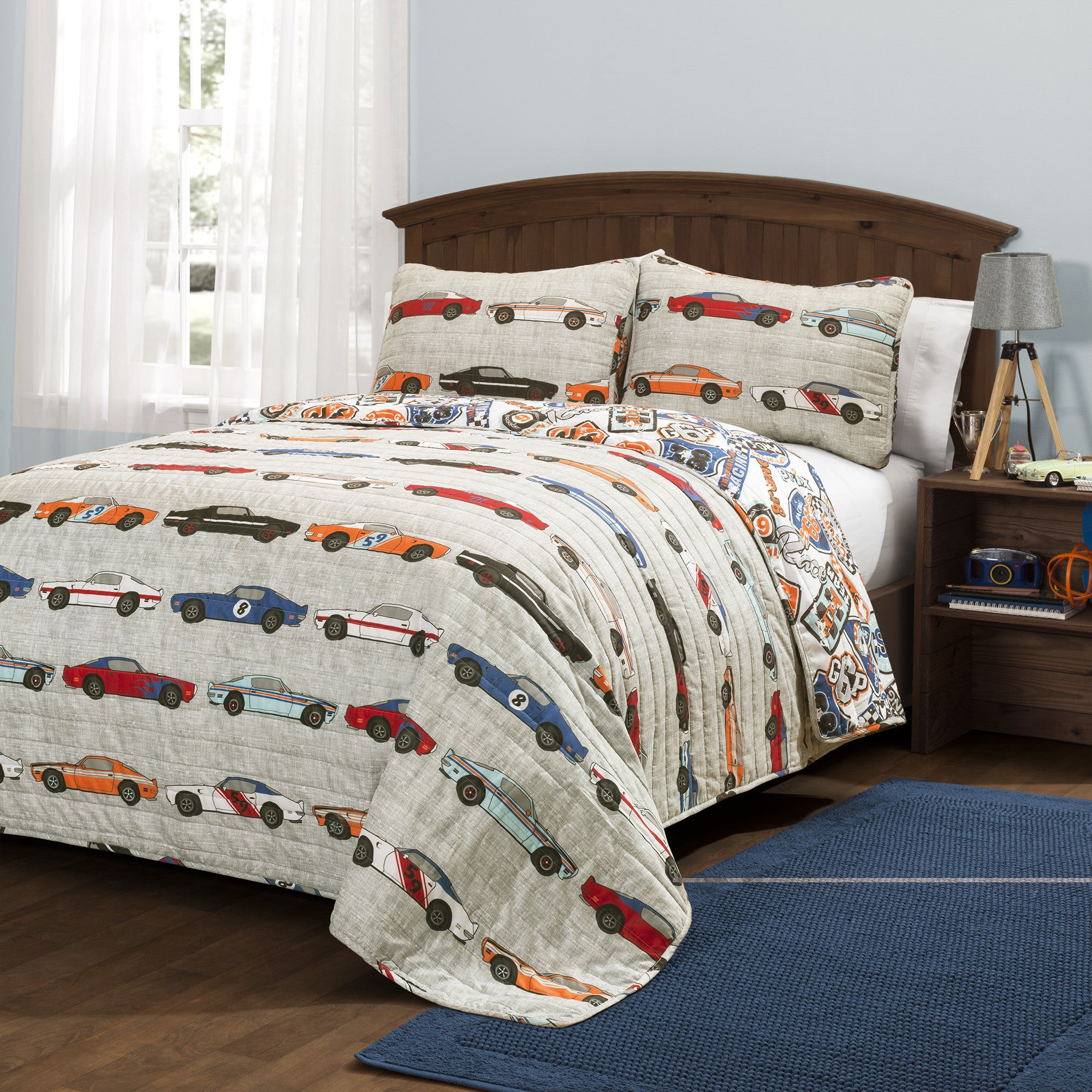 Race Cars Quilt 3 Piece Set Full/Queen Size