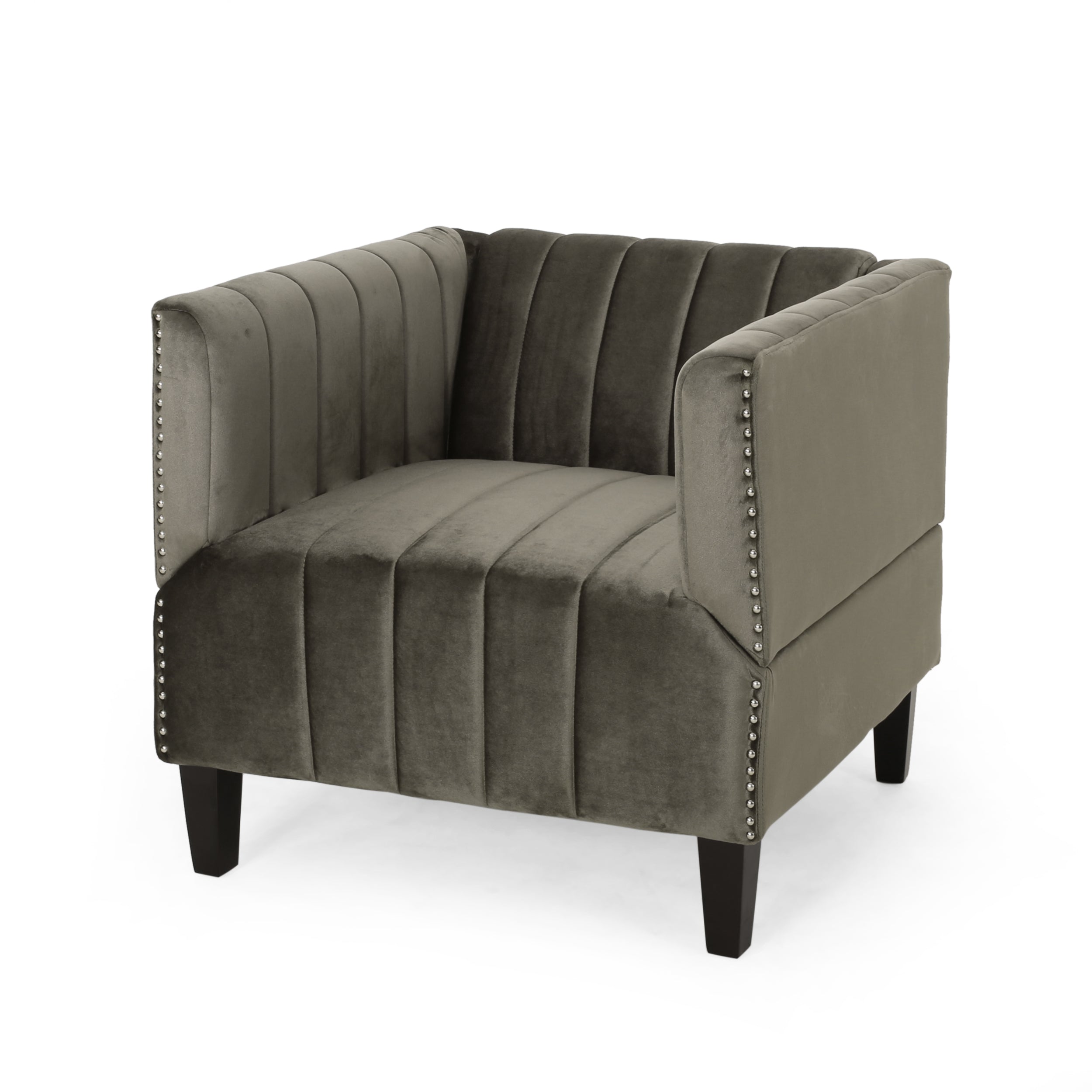 Masie Contemporary Channel Stitch Velvet Club Chair