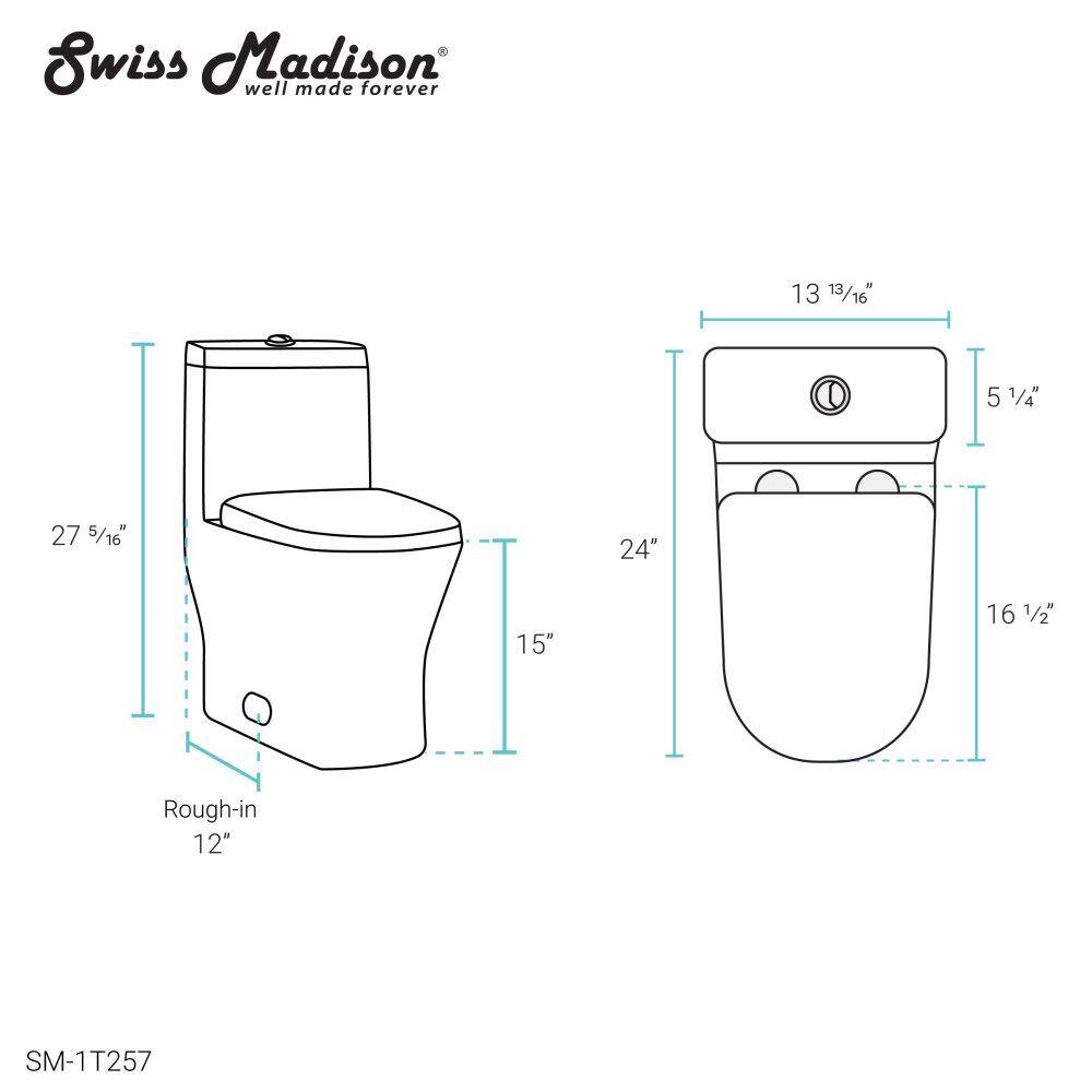 Swiss Madison Sublime II 1-Piece 0.81.28 GPF Dual Flush Compact Toilet in White Seat Included SM-1T257