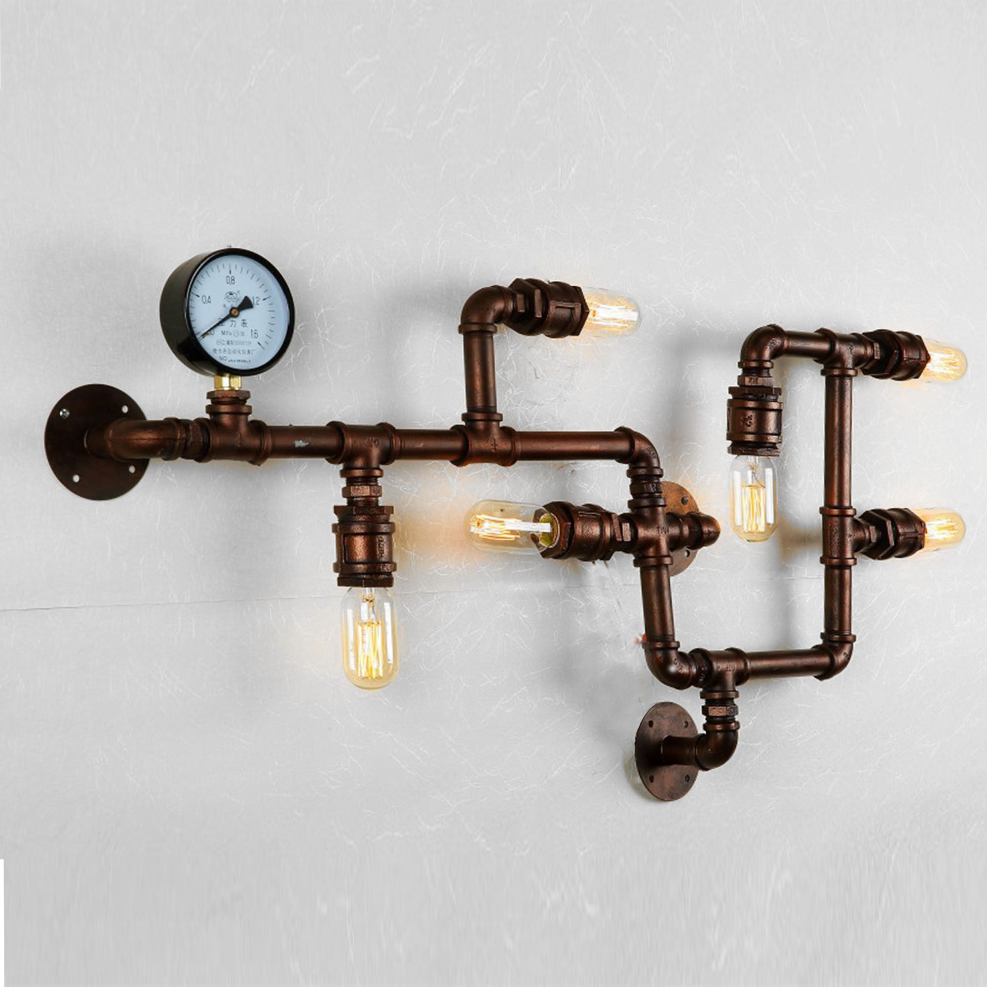 6 Heads Industrial Rustic Pipe  Wall Lamp  Cy-Bd-045