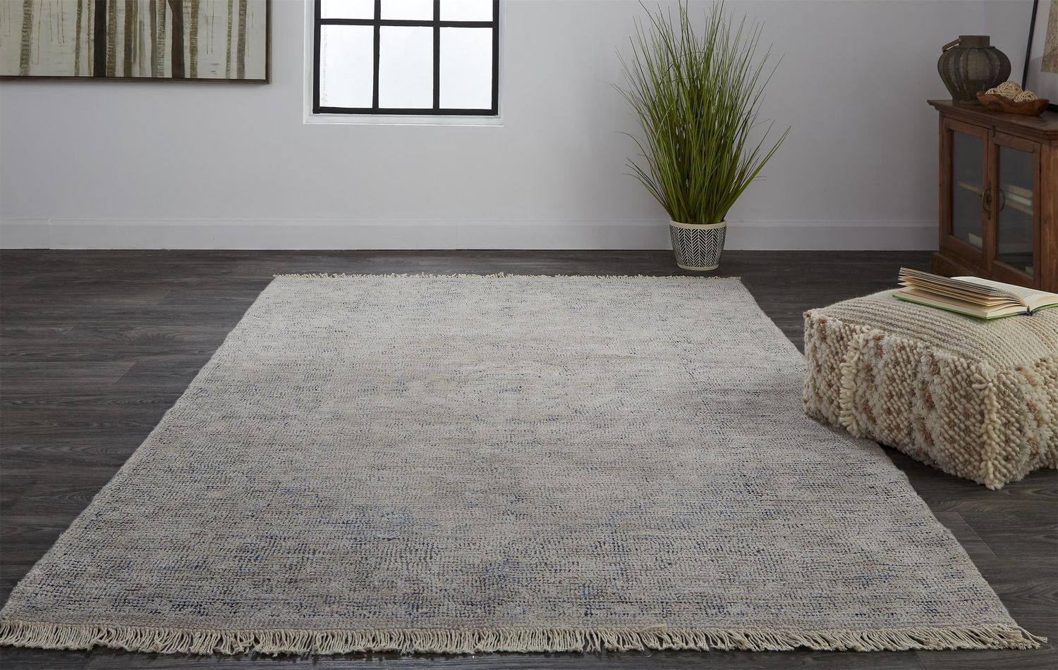 Ramey Hand Woven Gray and Blue Rug by BD Fine