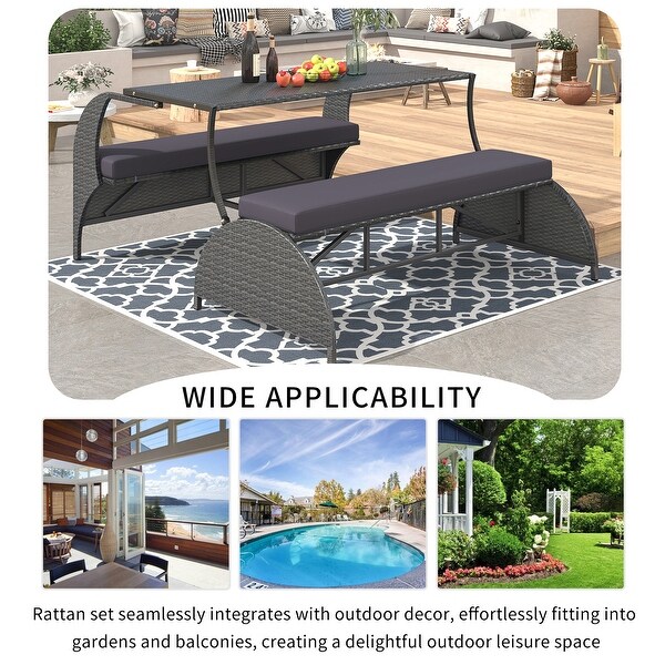 Roomfitters Versatile Outdoor Loveseat Converts to Four Seats and a Table，Durable Design，Ideal for Gardens，Lawns，Patio