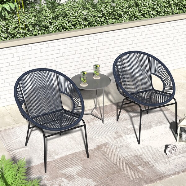 Corvus Sarcelles Woven Wicker Indoor/Outdoor Bistro Chairs (Set of 2)