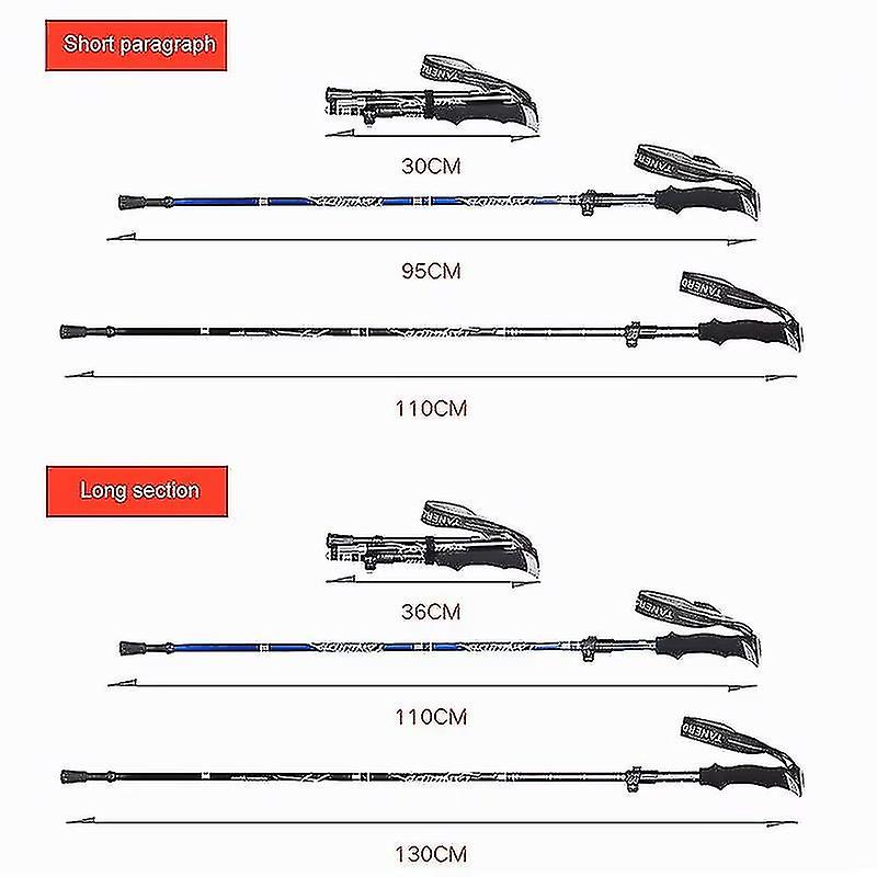 5-sect Folding Trek Poles Wal Stick Hi Hike Anti