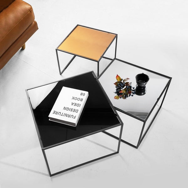 Homy Casa Set of three small modern nesting tables in different colours