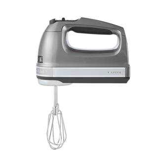 KitchenAid 9-Speed Contour Silver Hand Mixer with Beater and Whisk Attachments KHM926CU