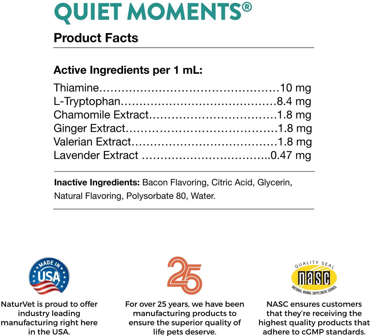 NaturVet Quiet Moments Liquid Calming Supplement for Cats and Dogs