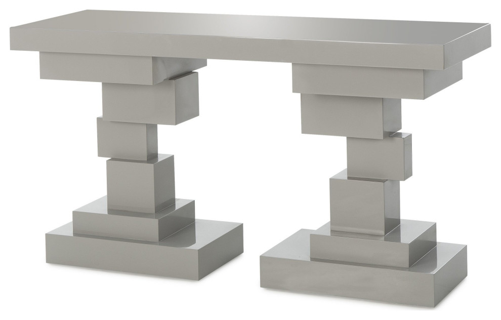 Arion Console Table Grey Lacquer   Transitional   Console Tables   by Peachtree Fine Furniture  Houzz