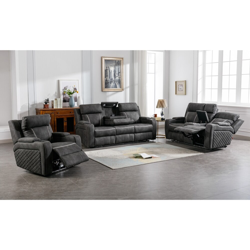 Contemporary Multi Piece Plush Velvet Like Upholstered Living Room Sofa Set