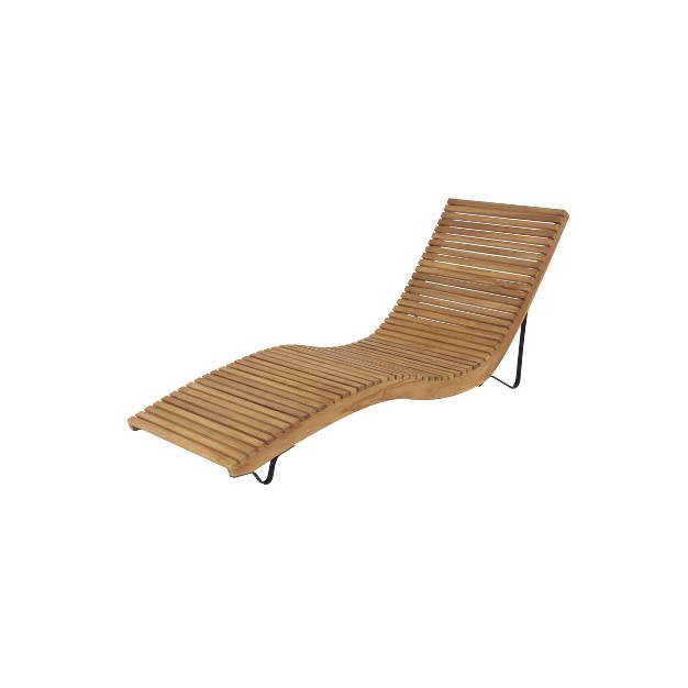 Contemporary Teak Patio Chaise Lounge Brown Olivia amp May