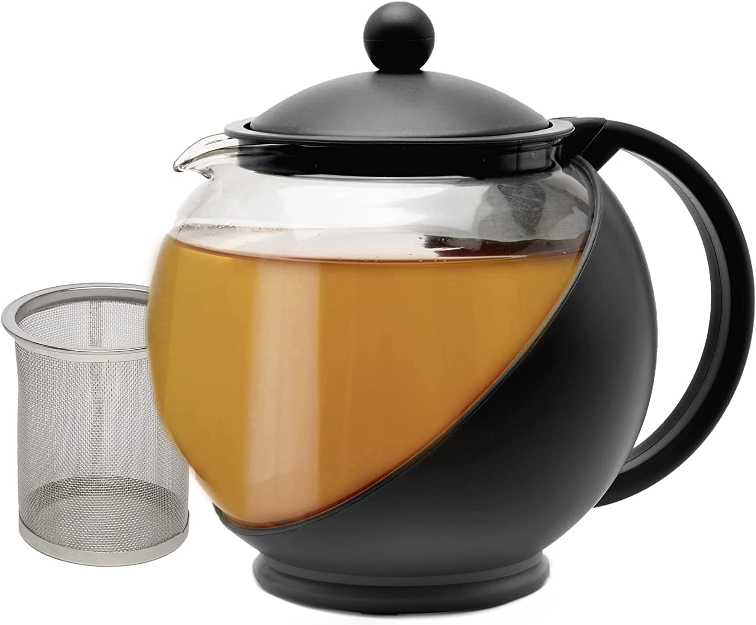 Primula Half Moon Teapot Set with 4 Tea Cups, Removable Stainless Steel Filter and Infuser, Glass Tea Maker, Filter, Dishwasher Safe, 40-Ounce, Tea Gift Set, Tea Set for Service of 4 Adults