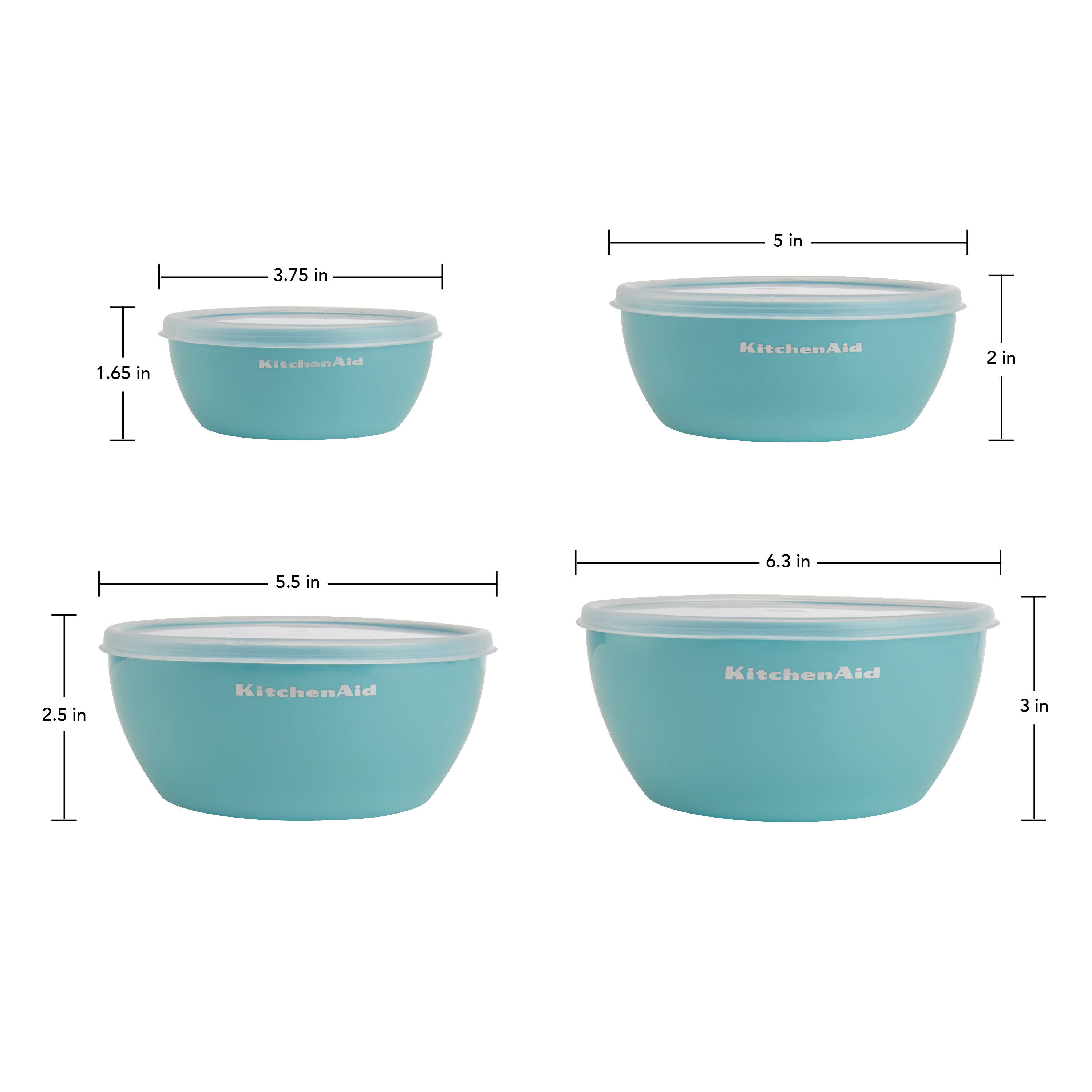 Kitchenaid 4-piece Prep Bowl Set with Lids in Aqua Sky and Assorted Sizes