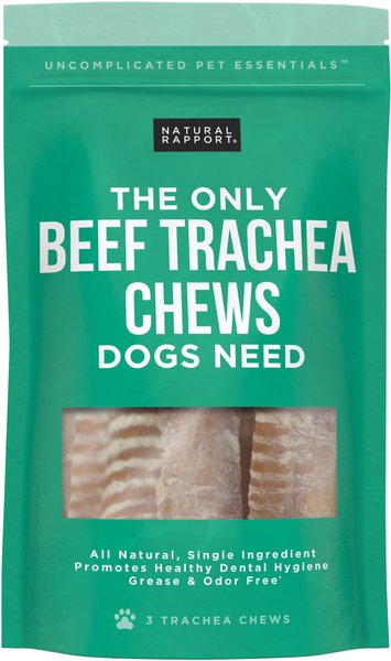 Natural Rapport The Only Beef Trachea Chews Dog Treats， 3 count