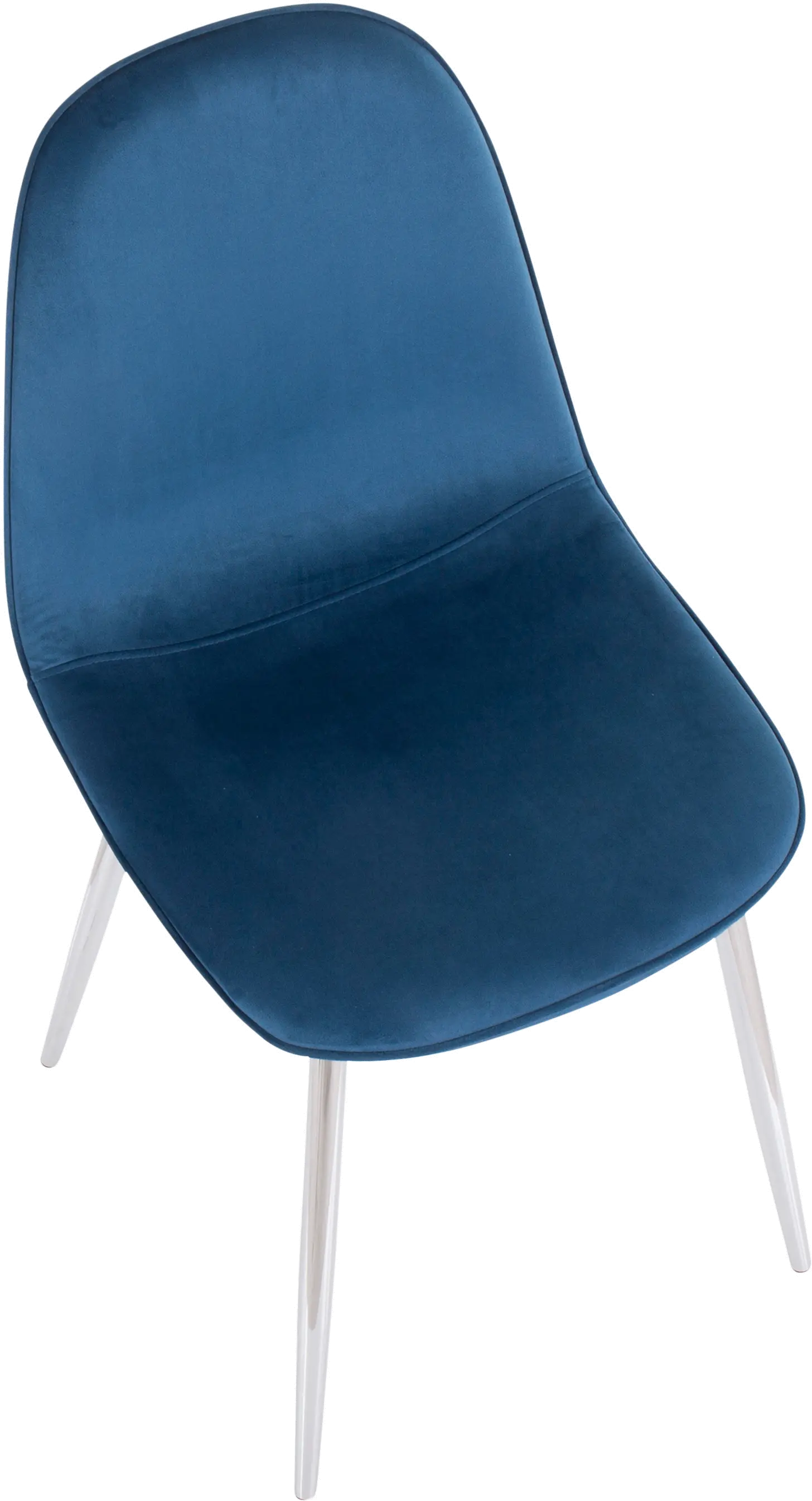 Contemporary Blue and Chrome Dining Room Chair (Set of 2) - Pebble