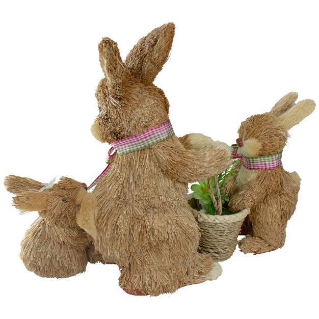 Sisal Mommy And Baby Bunnies Easter Figure