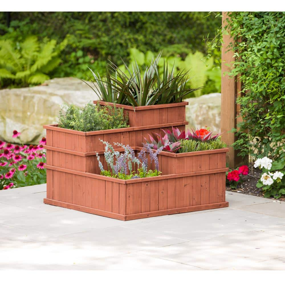 Leisure Season Wooden Multi Level Planter MLP3232