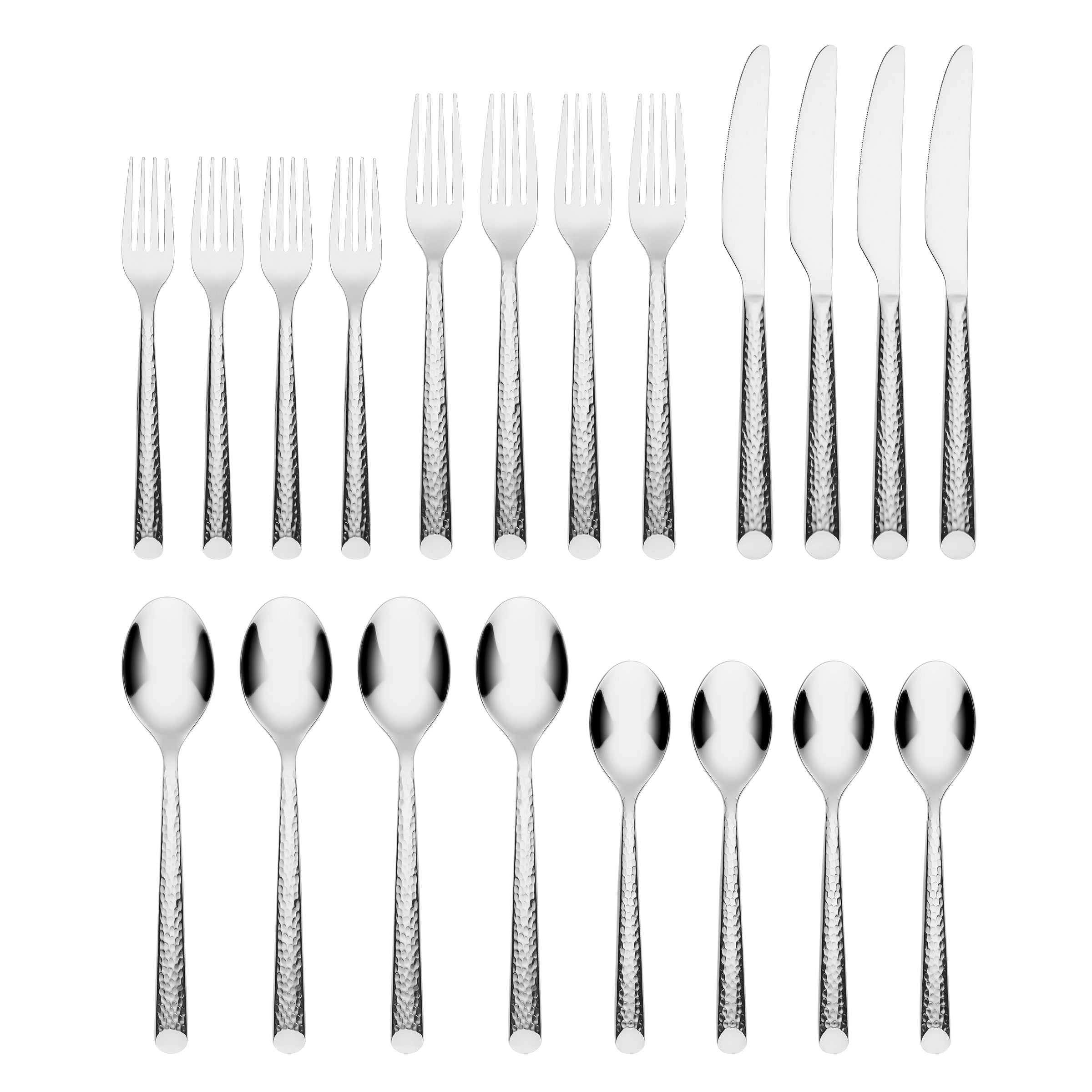 Elsa Mirror Hammered 20-Piece Flatware Set