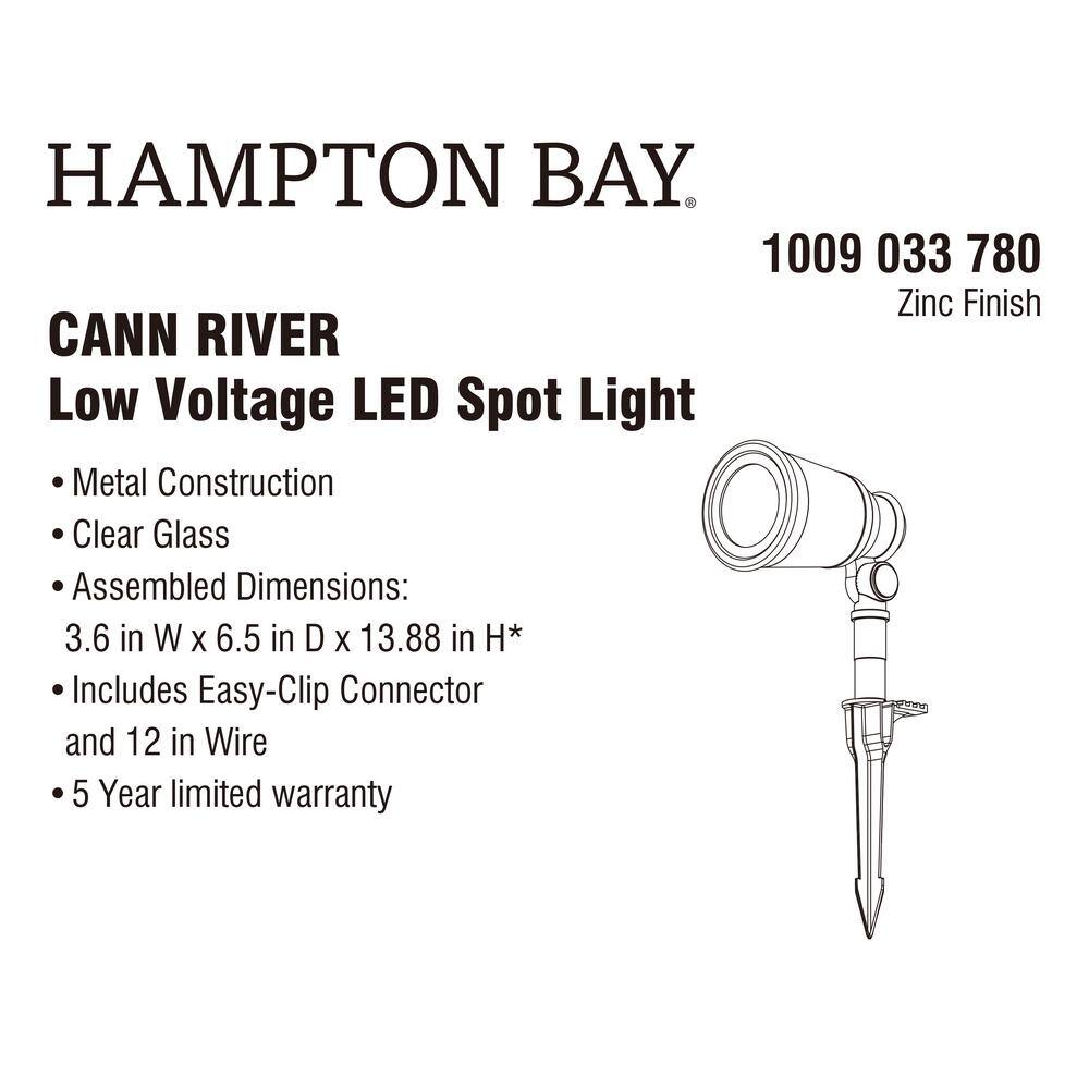 Hampton Bay Cann River Low Voltage 420 Lumens Silver Hardwired Integrated LED Outdoor Spotlight with Clear Glass HSP2301LX-02ZC