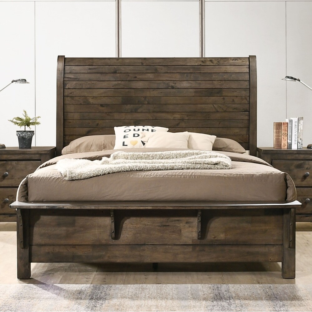 Carbon Loft Guinevere Classic Grey Brown Sleigh Bed