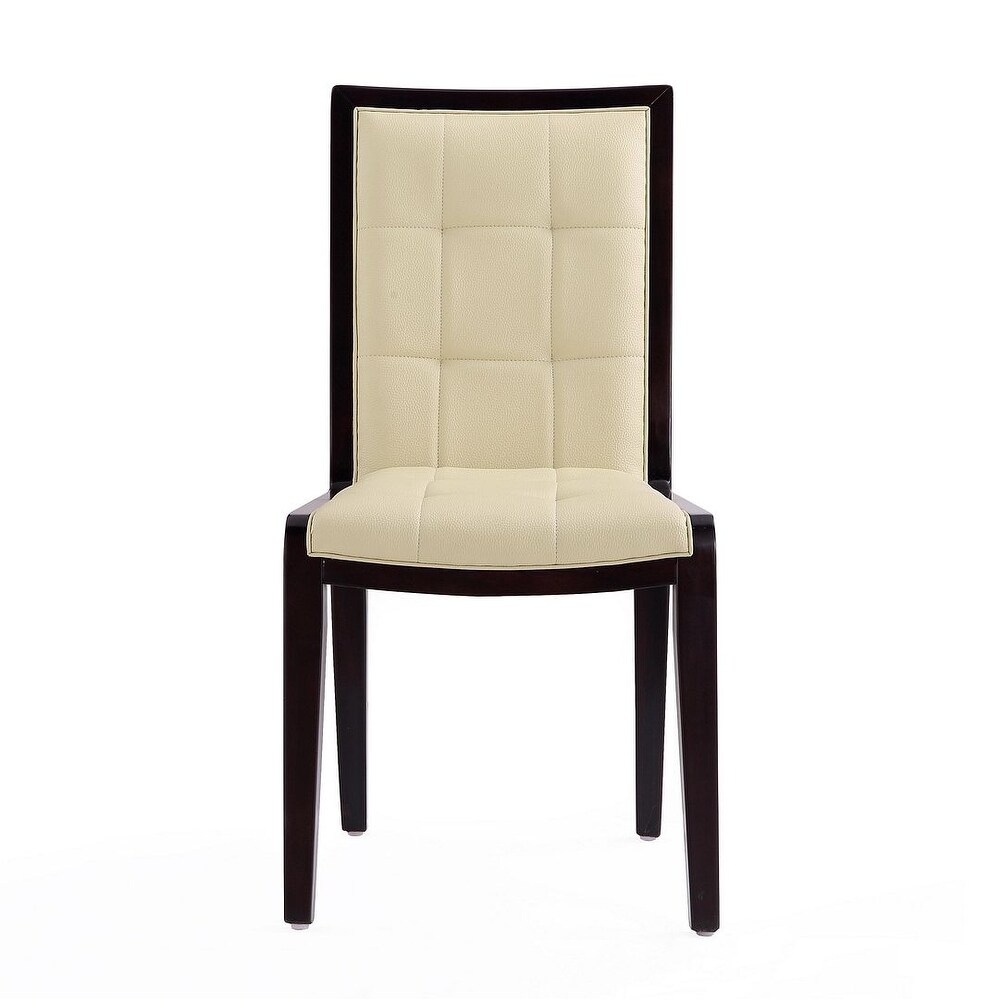 Executor Cream and Walnut Faux Leather Dining Chairs (Set of Two)