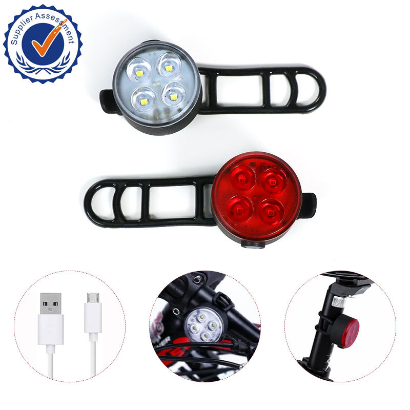 Superbsail Bright Cycling Bicycle Bike 3 LED Head Front Light 4 Modes USB Rechargeable Tail Clip Light Lamp Waterproof